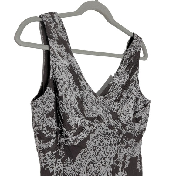 Adrianna Papell 100% Silk Sleeveless Fit and Flare Dress, Brown Paisley, 14, NWT - Picture 2 of 8